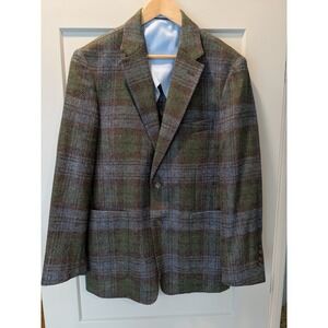 H. Stockton Mens Stuart Wool‎ Plaid Sport Coat Blazer Jacket Size 42R
